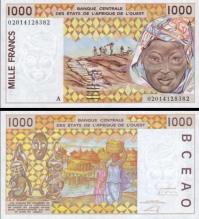 *1000 Frankov Pobrežie Slonoviny 1998-2002, P111A AU/UNC - Kliknutím na obrázok zatvorte -